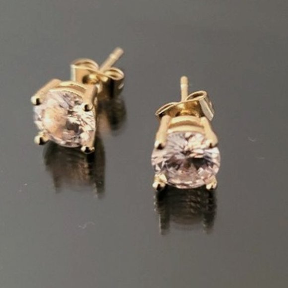 14CT Yellow Gold Stud Simulated Diamonds Earrings, Sterling silver&RP - Picture 2 of 7